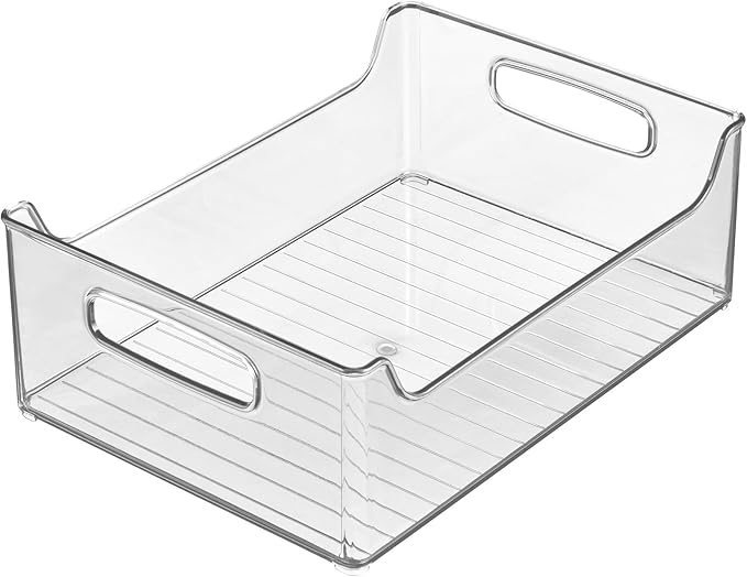 iDesign Stackable Clear Plastic Storage Bin, Kitchen Organizers for Fridge, Cabinet, or Pantry, 4-Pack