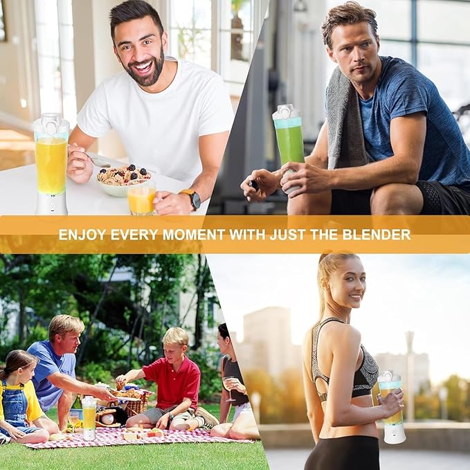 Portable Blender, 20oz Powerful Personal Blender Shakes and Smoothies USB Rechargeable - Efficient Safe On The Go Blenders Fruit Juicer Cup Kitchen Gym Office Outdoor Sports