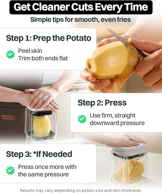All-in-One French Fry Cutter for Potatoes and Strawberry Slicer β 4 Blade Fruit & Vegetable Slicer, Premium Chopper with Wedge, Garnish, and Strawberry Cutter Cup