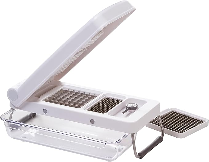 PL8 Professional Chopper, White - Multi-Functional Vegetable Chopper, Dicer, and Mincer with Sturdy Stainless Steel Frame, Perfect for Onions, Tomatoes, and More