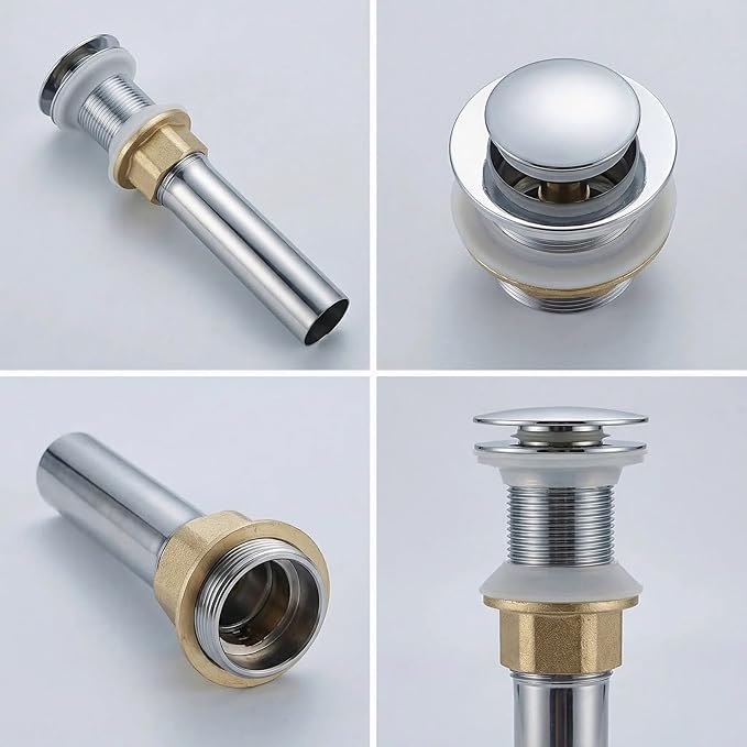 Bathroom Sink Drain, Drain Stopper Bathroom Sink Without Overflow, Assembly with Detachable Strainer Basket, Built in Anti Clogging Pop Up Drain Strainer, Stainless Steel Polishing 1Pcs