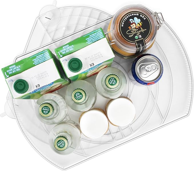 Lazy Susan Turntable for Refrigerator, Square Turntable Organizer for Fridge Cabinet, Pantry, Countertop (15.3" x 11.1" Rectangle 2 Pack - Clear)