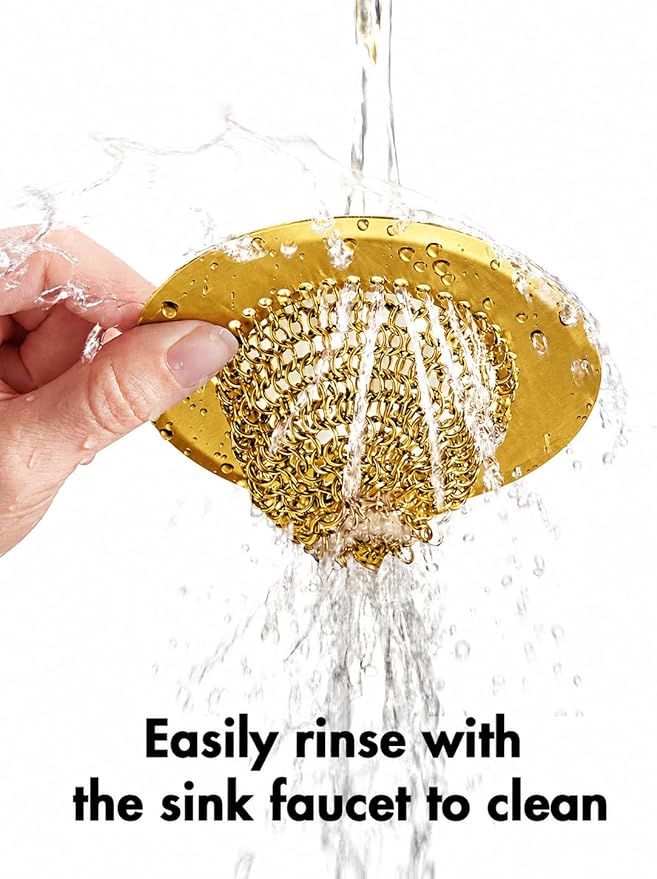 Wokdada Gold Sink Strainer, Reversible Mesh Sink Strainer with 304 Stainless Steel, Revolutionary Anti-Rust Kitchen Sink Drain Strainer Food Catcher for Garbage Disposal Without Clogging