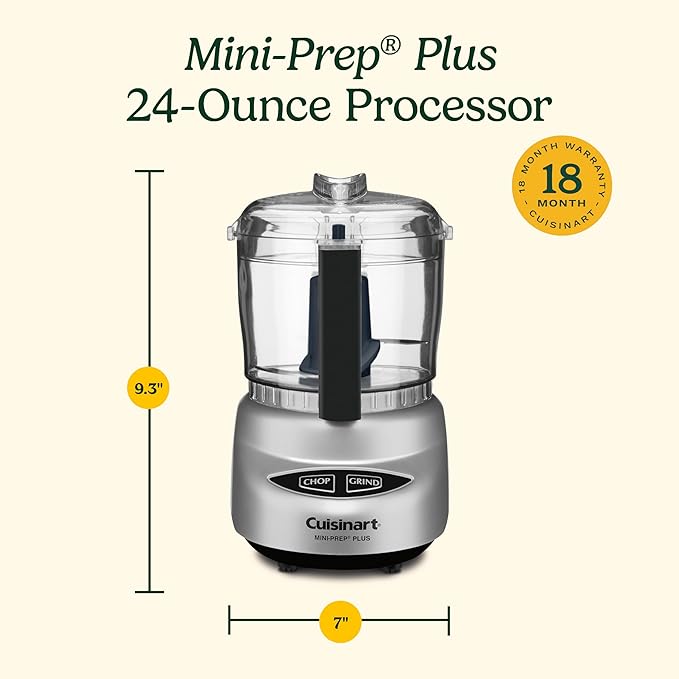 Cuisinart Mini-Prep Plus Food Processor, 3-cup Mini Food Processor to Chop Herbs, Vegetables, and Hard Cheese, 3-cup Work Bowl, Reversible Stainless Steel Blade, DLC-2APK, Pink