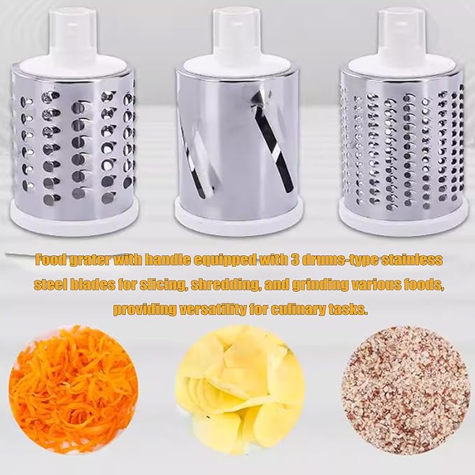 Rotary Cheese Grater Shredder, Multifunctional Cheese Grater Hand Crank Vegetable Cutter Manual Food Grater Shredder Chopper Kitchen Accessories(Red)