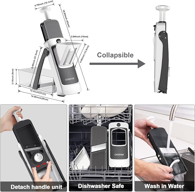 4th Gen Safe Mandoline Slicer For Kitchen, AdjustableThickness 0.1-8 mm Professional Vegetable Slicer For Food, Fruit Slices, Potato Chips, Fast Meal Prep (Only Slice)