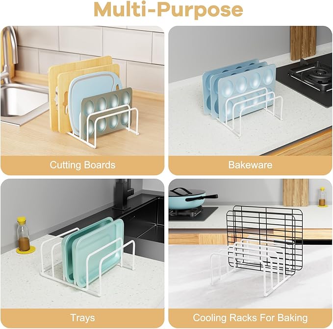 Fikoksol Cutting Board Organizer - 1 Pack, White Metal Rack