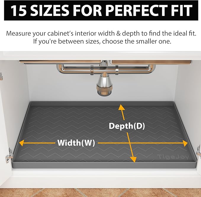 TigeJoy 37" x 22" Under Sink Mats for Kitchen Waterproof, Leak-Proof Silicone Mat Sink Protector and Cabinet Liner, Kitchen Essentials Organizer and Storage, Boot or Shoe Tray, Pet Feeding Mat