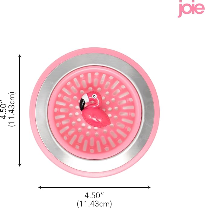 Joie Flamingo Kitchen Sink Strainer Basket, Fits All Standard Sinks, Stainless Steel, Cute Garbage Disposal Drain Cover, 4.5-Inch, Pink Flamingo