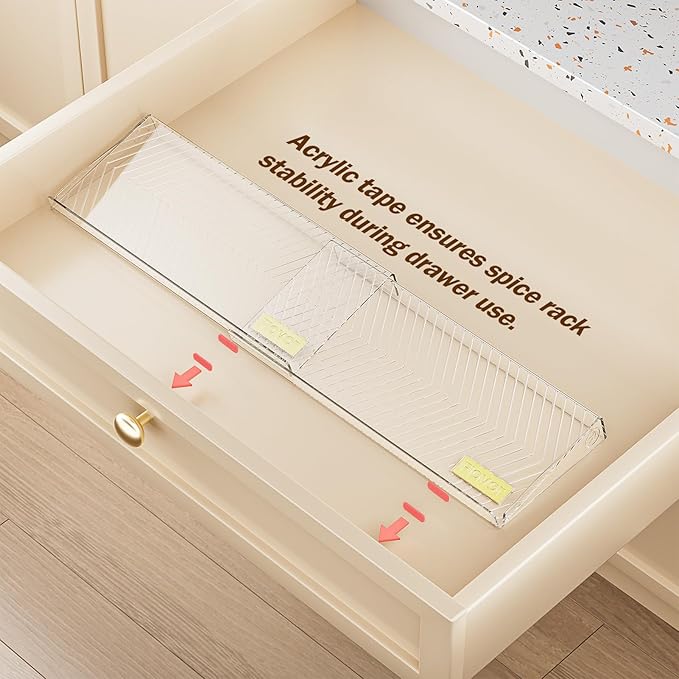 PanPanPal Spice Drawer Organizer, 8 Pack Clear Seasoning Organizer Rack, Expandable From 11" to 22" Wide Kitchen Spice Rack Organizers for Drawer, Countertop (Jars Not Included)