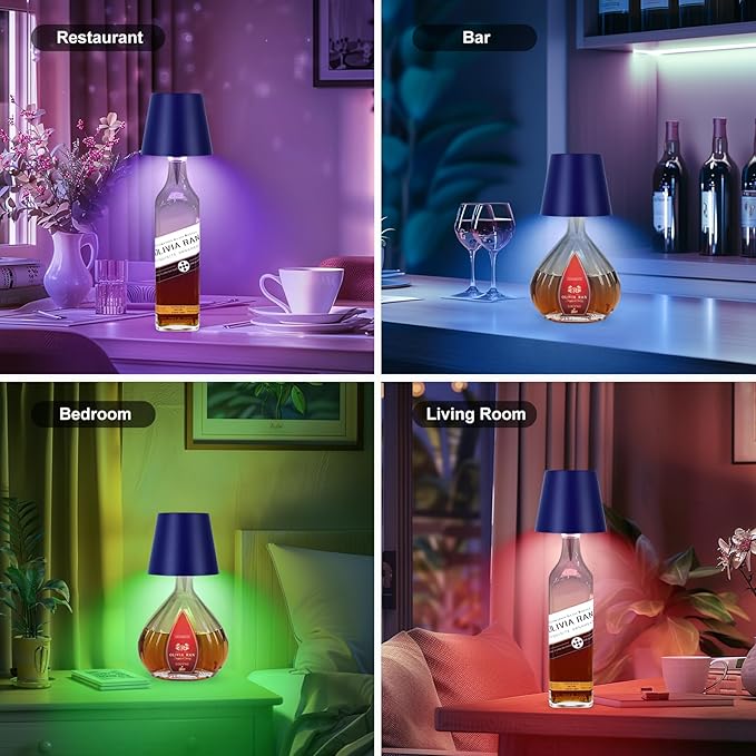 2026 New Wireless Bottle Lamp,RGB LED Bottle Light with Remote(RGB Sapphire Blue, 1pc)
