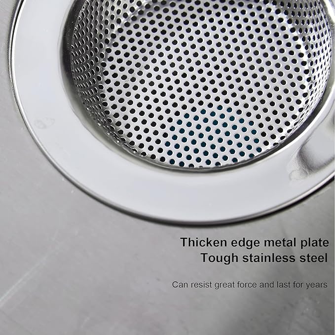 LASSHSWA 2 Pcs Kitchen Sink Strainer Stainless Steel, Mesh and Punching, Kitchen Sink Drain Strainer, Sink Strainers with Large Wide Rim 4.5" Diameter for Kitchen Sinks