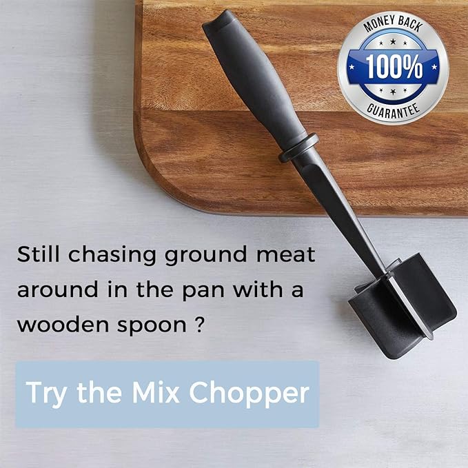 2 Pack Meat Chopper, 5 Curve Blades Ground Beef Masher, Heat Resistant Meat Masher Tool for Hamburger Meat, Ground Beef, Turkey and More, Nylon Hamburger Chopper Utensil Non-scratch Utensils