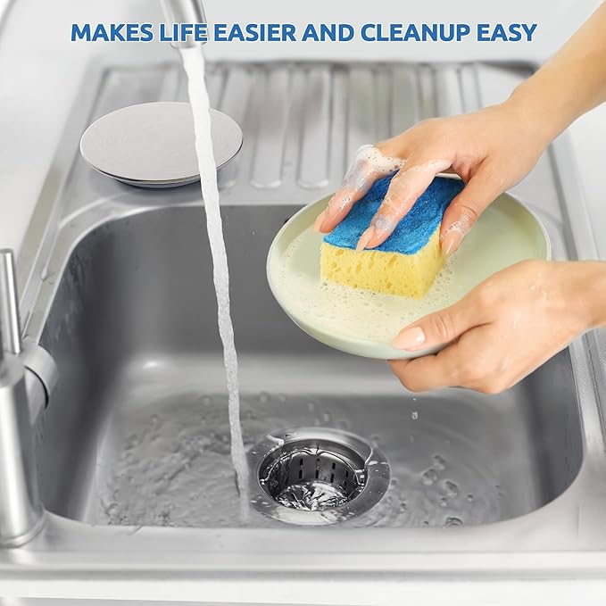 BOTEMY Kitchen Sink Drain Assembly with Removable Deep Basket Strainer, Anti-Clog Sink Drain Kit, Stainless Steel & ABS, Easy Clean Lift-Out Strainer, Fits Standard 3-1/2 Kitchen Sinks - Brushed