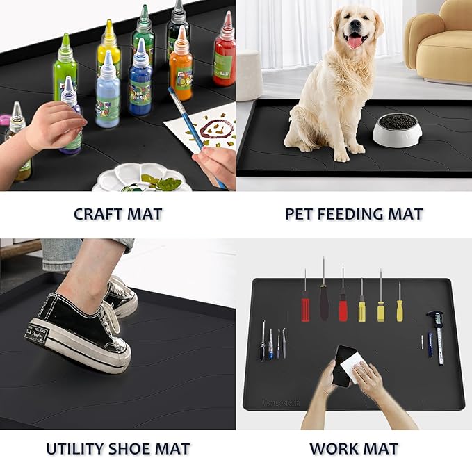 Premium Under Sink Mats for Kitchen Waterproof 34" x 22", Extra Thick Non-Slip Silicone Under Sink Liner Drip Tray, Raised Edge Under Sink Cabinet Mat ,Prevent Drips, Leaks, Spills,Black