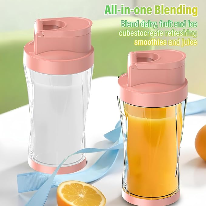 Portable Blender, 360W Personal Blender for Shakes and Smoothies for Kitchen, 24 Oz BPA Free Traveling Juicer Cup and Lid with 6 Blades, Self Cleaning Portable Juicer for Kitchen/Travel/Gym, Pink
