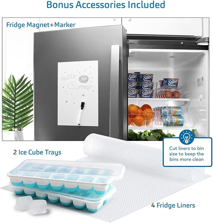 Fridge Organizer - 6 Pieces refrigerator organizer bins - Pantry Organization and Storage for Fridge & Refrigerator- BPA Free Freezer Organizer Bins