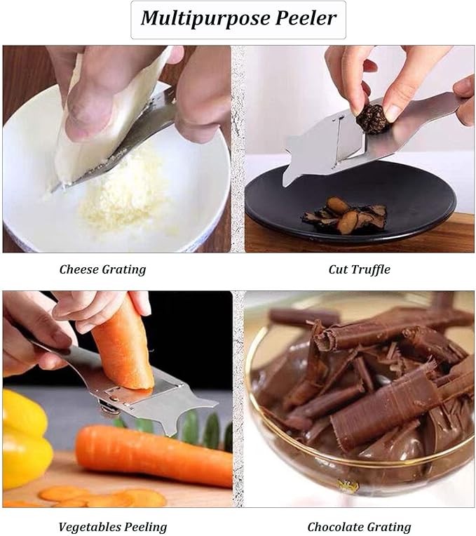 Professional Stainless Steel Truffle Slicer with Adjustable Blade, Truffle Cutter Cheese Scraper Chocolate Shaver Vegetable Peeler(A)
