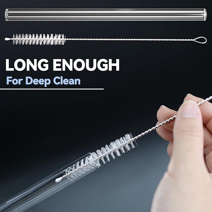 Replacement Straw for Ninja BlendBOSS Personal Smoothie Blender Tumbler, 2 Pack Reusable Glass Straws With Cleaning Brush Compatible With Ninja BlendBOSS Travel Tumbler