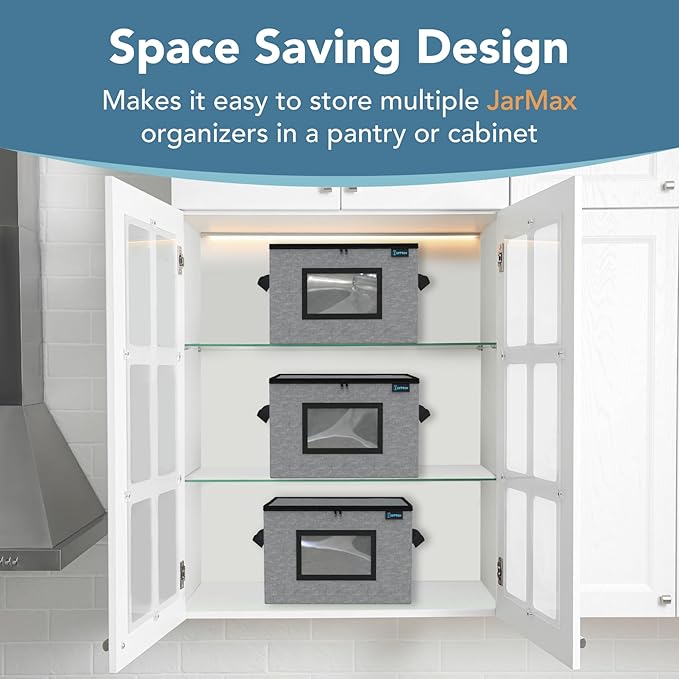 64 oz 1/2 Gallon jars Storage Containers, Sturdy Canning Jar Storage Containers Holds 6 64oz Ball Mason Jars, Foldable Canning Organizer, Stackable Home Storage Box with Lid & Label holder