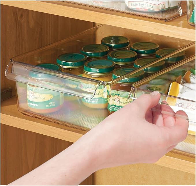 iDesign Fridge Storage Bin with Handle - Fridge Tray for Cheeses and Snacks - Set of 2 - Clear