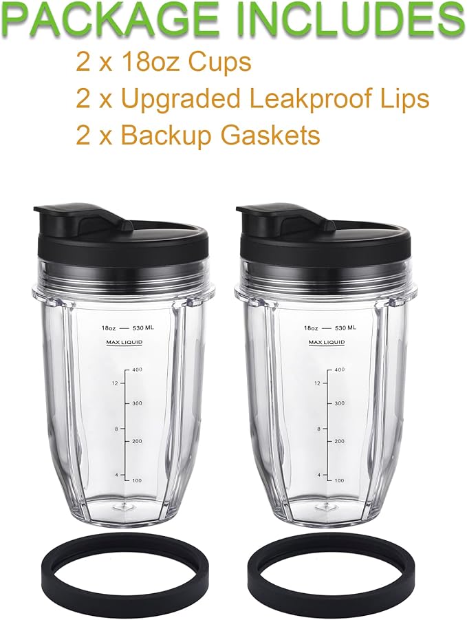 Replacement 18oz Cups for Nutri Ninja Blenders, Upgraded