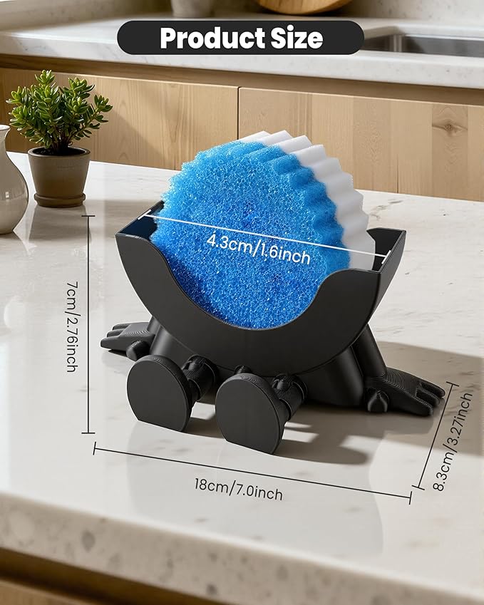 3D Printed Sponge Holder for Kitchen, Funny Sponge Holder, Drainable Scrub Stand Sponge Caddy, Cute Drying Rack Accessories for Kitchen Sink, Keeps Sink Dry and Organized