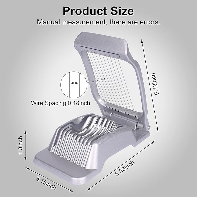 Egg Slicer for Hard Boiled Eggs Egg Cutter Strawberry Slicer Heavy Duty Aluminium Tomato Slicer Stainless Steel Wire Multipurpose Egg Slicer Dicer for Soft Fruit Mushroom Home Use