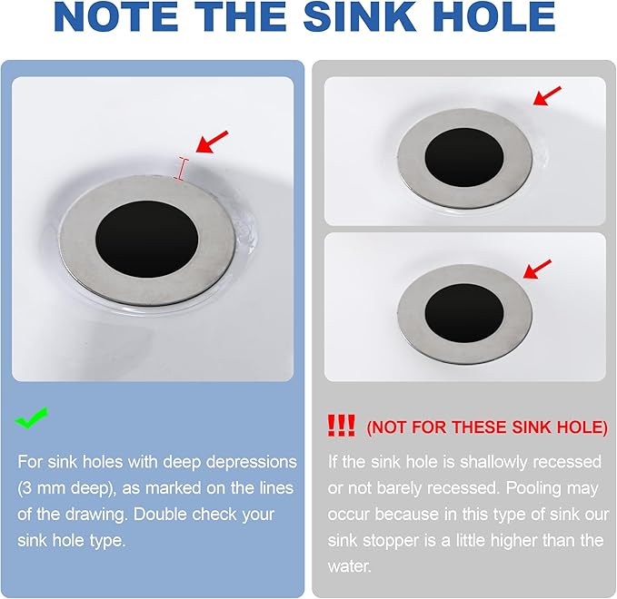 Universal Bathroom Sink Stopper - Bounce Wash Basin Drain Filter, Brushed Nickel Pop Up Drain Stopper, Bullet Core Push Type Sink Stopper, Sink Drain Plug with Anti-Clogging Strainer, for 1.1-1.5 inch