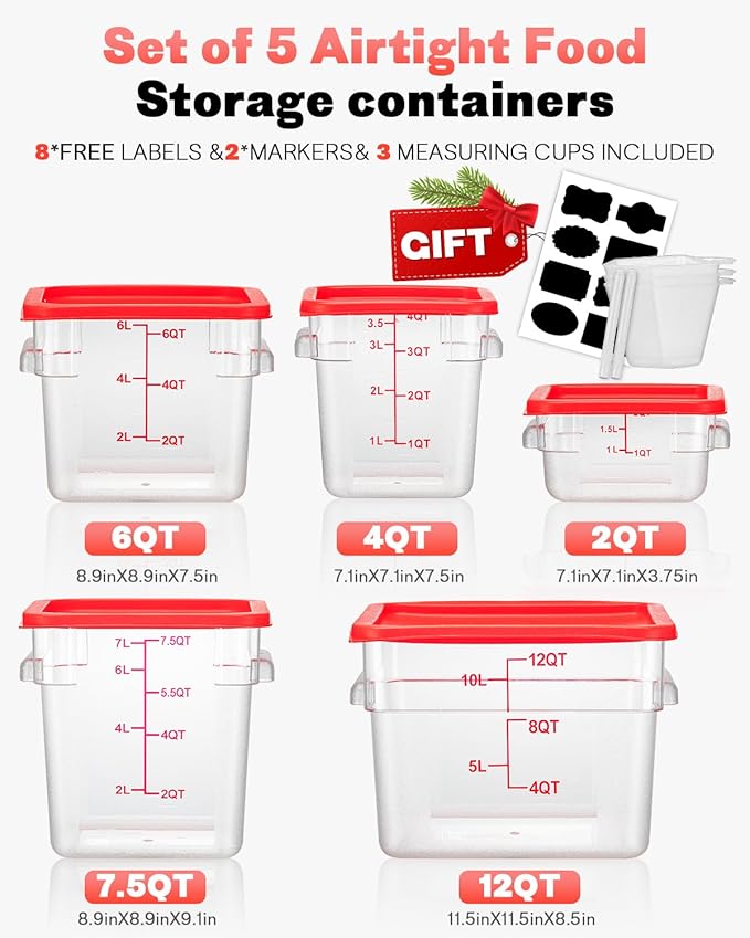 6QT Clear Food Storage Containers, N3