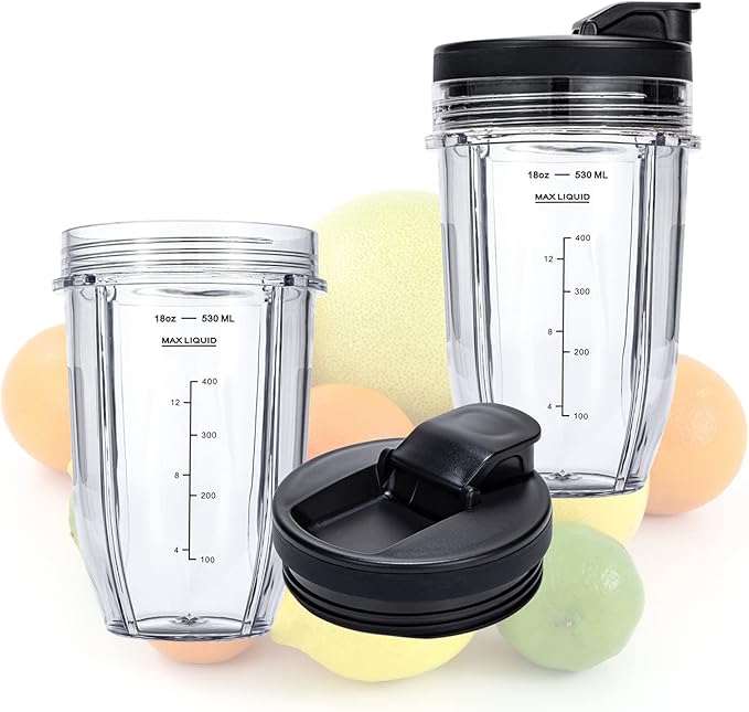 18OZ Replacement Cups Compatible with Ninja Nutri BN401, SS101, BN400, BN800, BN801, SS351, SS151 TWISTi DUO Blender, with Upgraded Sip and Seal Lids- Convenient to Drink Directly.(2 Pack)