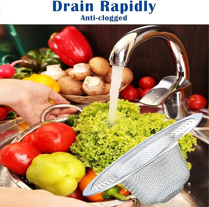 6 pcs Heavy Duty Stainless Steel Slop Basket Filter Trap, 2.75" Top / 1" Mesh Metal Sink Strainer,Perfect for Kitchen Sink/Bathroom Bathtub RV Wash Basin Floor Drain Balcony Drain Hole