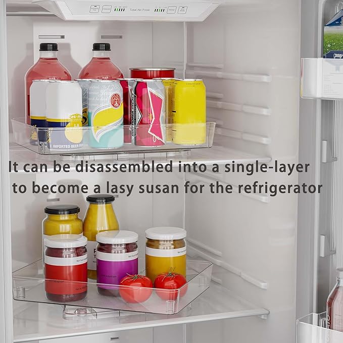 360° Rotating Lazy Susan Turntable Organizer Spice Rack, 2 Tier Height Adjustable Rotating Spice Organization for Cabinet, Seasoning Organizer for Countertop, Pantry