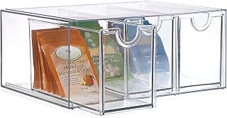 Clear Acrylic Tea Bag Organizer Box for Countertop, 3 Drawers