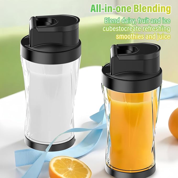 Portable Blender, 360 Watt Personal Blender for Shakes and Smoothies, 6000mAh USB Rechargeable, BPA Free 24 Oz Juicer Cup with 6 Blades and Lid, Self Cleaning Portable Juicer for Kitchen, Deep Black