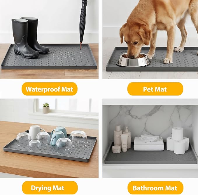 TigeJoy 22" x 22" Under Sink Mats for Kitchen Waterproof, Leak-Proof Silicone Mat Sink Protector and Cabinet Liner, Kitchen Essentials Organizer and Storage, Boot or Shoe Tray, Pet Feeding Mat