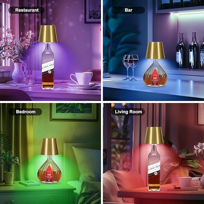 2026 New Wireless Bottle Lamp,RGB LED Bottle Light with Remote(RGB Gold Plating, 1pc)