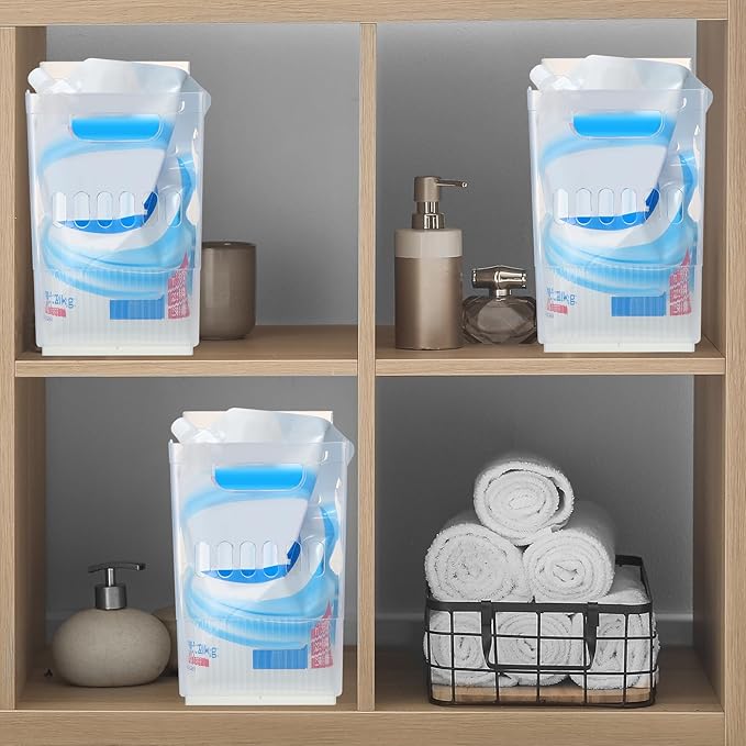 Qunclay 6 Plastic Freezer Organizer Bins with Wheel Set Clear Tall Narrow Kitchen Pantry Organizer Snack Storage Containers for Office Refrigerator(10 x 13.3 x 6.7inches)