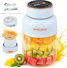 Portable Blender, Personal Smoothie juicer, Shaker blender, 33oz USB portable rechargeable juicer cup with 38 Blades for Kitchen, Travel, Gym, Office – Sky Blue