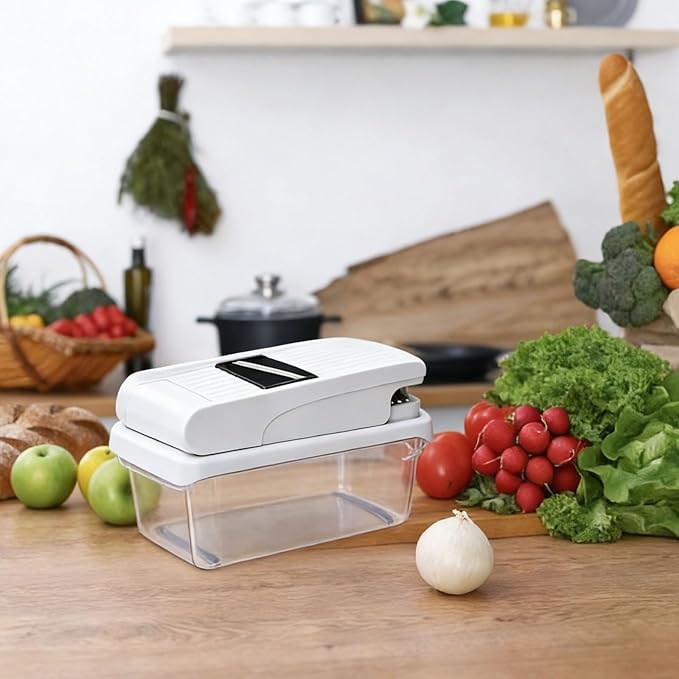 Multifunctional 17 in 1 Mandoline Slicer for Kitchen, Potato Slicer & Veggie Chopper with 6 Blades, Peeler, Safety Gloves, Easy Clean Food Chopper