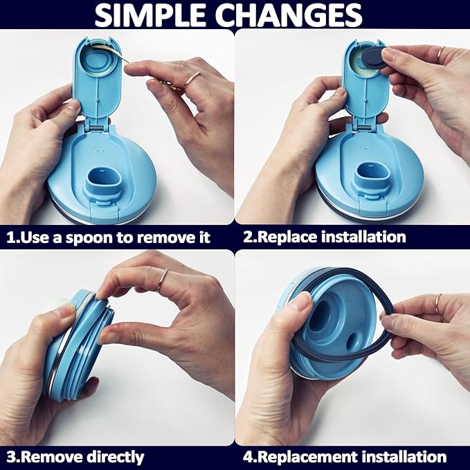 2Pcs Blender Sip Spout Lid Plug & 2Pcs Seal Ring for Ninja BlendBOSS Personal Smoothie Blender Tumbler, Portable Leakproof-Lid Plug Replacement Compatible With Ninja BlendBOSS Travel Tumbler