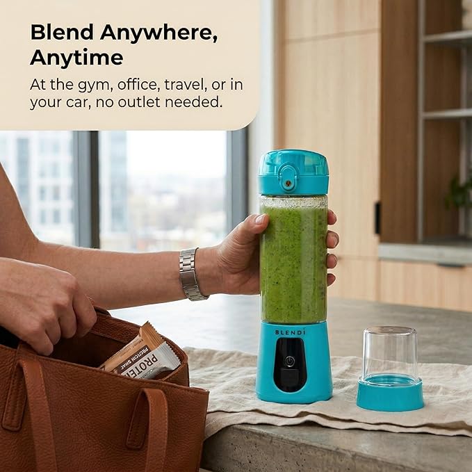 BLENDi Pro+ Portable Blender (New 2025 Model, 17.5oz, Turquoise) – Upgraded 120W Motor, USB-C Rechargeable, Cordless Personal Blender Smoothies & Shakes – BPA-Free, Self-Cleaning, Travel-Friendly