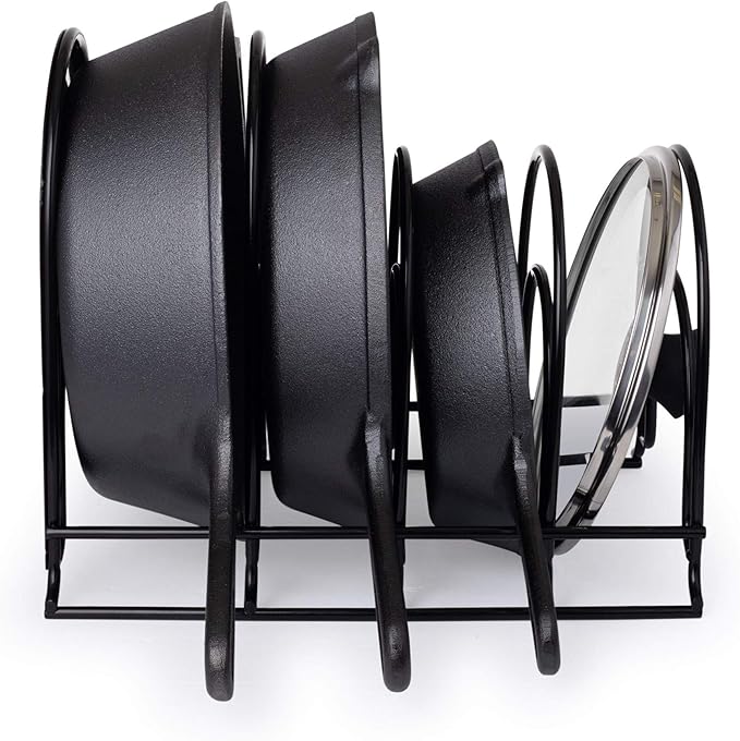 Cuisinel Heavy Duty Pots and Pans Organizer Rack - 12.2"-Inch Tall - 5 Tier Rack - Holds 60 LB - Cast Iron Skillets, Griddles, Shallow Cookware - Space Saving Kitchen Storage - No Assembly Required