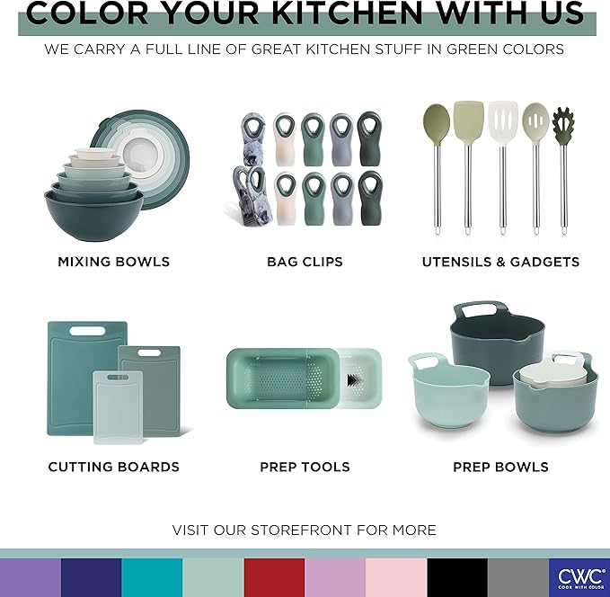 COOK WITH COLOR Kitchen Sink Strainer, Silicone, Flexible Sink Strainer, Sink Drain Strainer, 3 Pc Sage