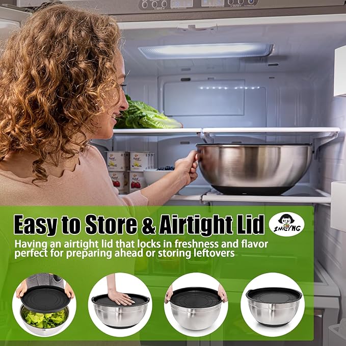 ZMCYNG Salad Chopper Bowl - Stainless Steel Salad Chopping Bowl, Sala d Chopper Bowl and Cutter with Lid, Chef Grade Salad- Chopper Blade and Bowl, Mezzaluna Mincing Knife, Super-fast Sala d Prep