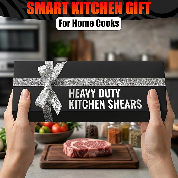 Heavy Duty Poultry Shears – Kitchen Shears Dishwasher Safe, Spring-Loaded, 3Cr14 Steel, Micro-Serrated, Separates for Easy Cleaning | Bone Scissors for Chicken, Turkey, Seafood & Fish Scale (Red)