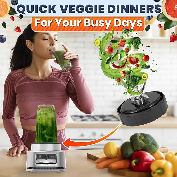 Replacement Blade for Ninja Blender – Compatible with Foodi Power Blender SS100 SS101 SS101C SS150 SS151 SS300 SS350 SS351 SS351TGT CO351B CO101B – Stainless Steel Replacement Blades 7 Fin Male 3.9"