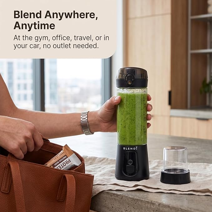 BLENDi Pro+ Portable Blender (17.5oz, Black) – Upgraded Ice Crushing 120W Motor, USB-C Rechargeable, Cordless Personal Blender Smoothies & Shakes – BPA-Free, ravel-Friendly (NEW)