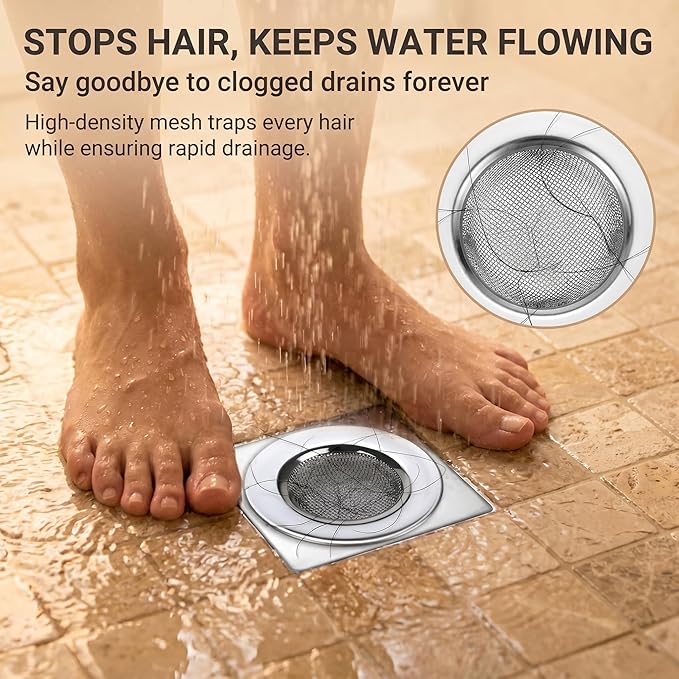 Seatery 2PCS 1.50" Bathtub Hair Catcher, Bathroom Sink Strainers, Tub Drain Hair Catcher, Drain Strainer for Shower, Laundry, Mop Pool, Utility, Slop, RV Sink, Stainless Steel