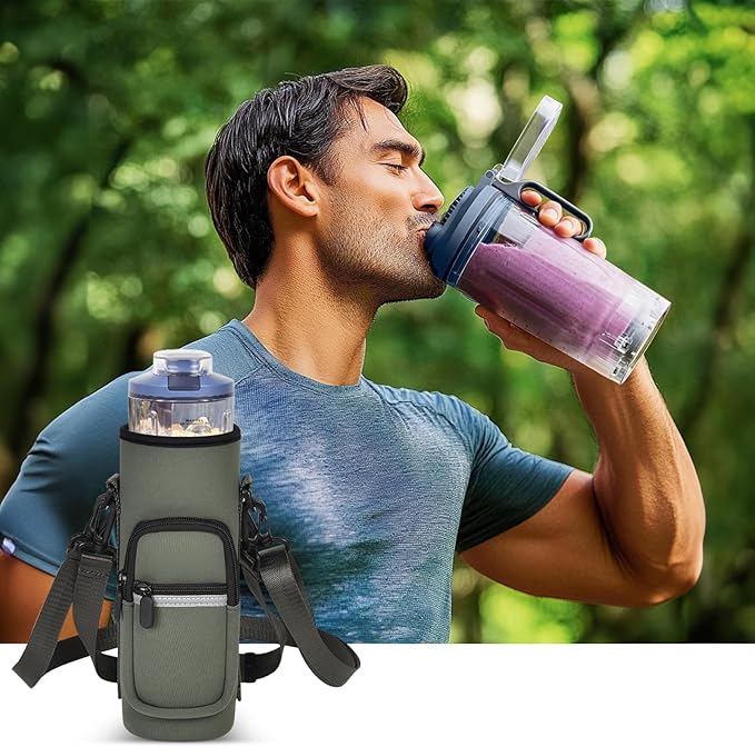 SAIKA Personal Blender Bag for Ninja Blast Max BC251/ BC151, Portable Cordless Blender Carrying Case with Reflective Strip, Shoulder Strap, Handle and Accessories Pocket (Cover Only) (Grey)